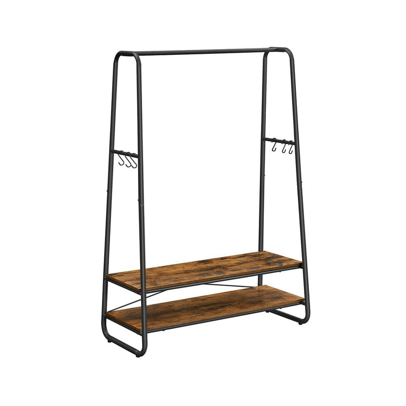 SEGENN Turin Kledingrek Industrieel Design – Zwart Staal & Vintage Hout-Vrijstaand Kledingrek Industriee-Vintage Kledingrek voor Slaapkamer of Hal