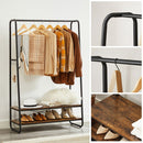 SEGENN Turin Kledingrek Industrieel Design – Zwart Staal & Vintage Hout-Vrijstaand Kledingrek Industriee-Vintage Kledingrek voor Slaapkamer of Hal