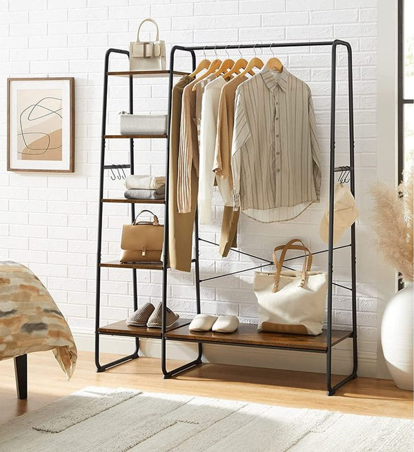 SEGENN Modena Kledingrek met 5 Lagen – Opbergrek voor Kleding en Schoenen-Multifunctioneel Opbergrek voor Slaapkamer of Hal