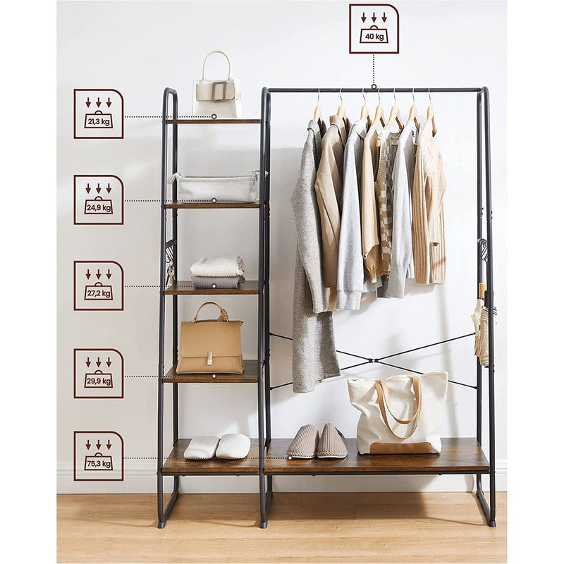 SEGENN Modena Kledingrek met 5 Lagen – Opbergrek voor Kleding en Schoenen-Multifunctioneel Opbergrek voor Slaapkamer of Hal