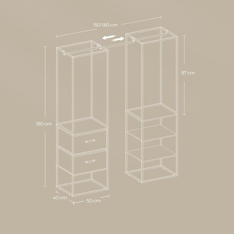 SEGENN Salerno Stijlvol & Functioneel Kledingrek met 2 Lades – Scandinavisch Design – Beige