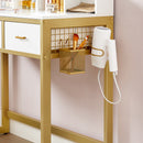 Segenn's Hollywood kaptafel - Make up tafel met kruk - 10 led-lampen - Instelbare helderheid - Spiegel - Wit Goudkleurig