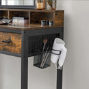 Segenn's Doup kaptafel - Make up tafel met kruk - met verlichting - make-uptafel - 10 led-lampen - spiegel - instelbare helderheid - vintage bruin-zwart