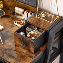 Segenn's Gaga kaptafel - Make up tafel met kruk - 10 led-lampen - Spiegel - instelbare helderheid - Bruin - Vintage