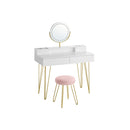 SEGENN Venice Moderne Kaptafel met Spiegel, LED Verlichting en Kruk – 40x100x134,8 cm | Make-up Tafel voor Slaapkamer