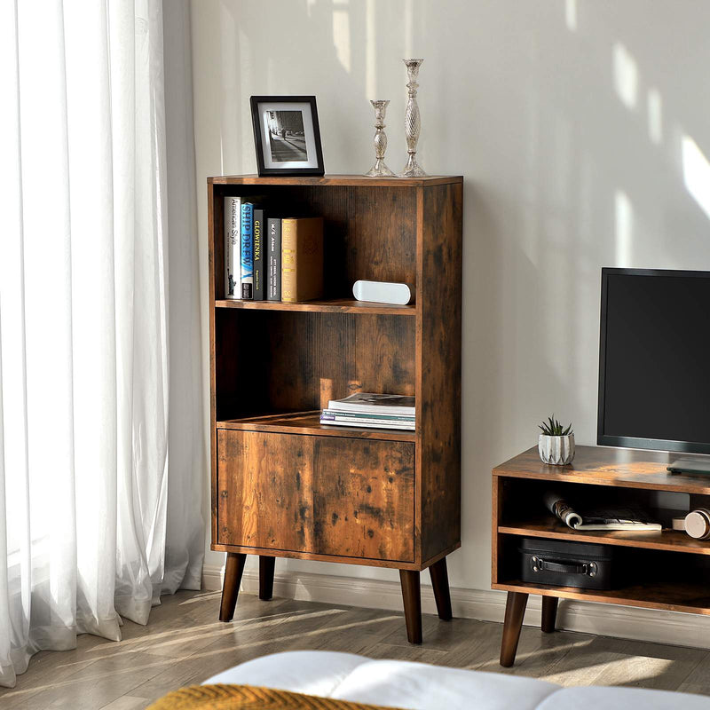 Segenn's Boekenrek - Boekenkast - Opbergerkast - boekenkast met 2 planken en kastdeuren - woonkamerkast - retro meubels voor woonkamer