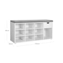 Segenn's Schoenenbank - Schoenenrek - met Lade en Open Vakken - Bank - Gestoffeerde Zitting - Hal - Slaapkamer en Entree - 104 x 30 x 48 cm - Wit
