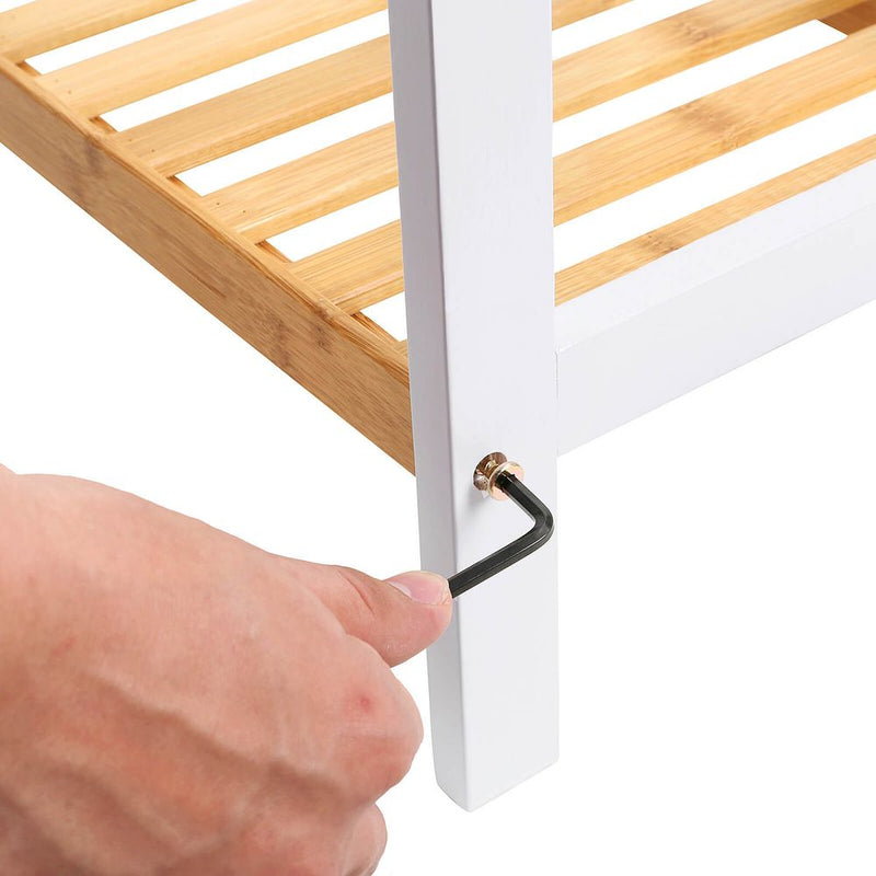 SEGENN Livorno Bamboe Schoenenrek – 2 Lagen – Wit & Naturel – Compact Opbergsysteem voor Schoenen