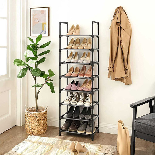 Segenn's Livorno Schoenenrek met 8 Lagen – Ruimtebesparend Opbergrek voor Schoenen – Metalen Schoenen Organizer – Zwart