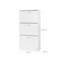 Segenn's Cabry Schoenenrek - Schoenenkast - Schoenen Kipper - met 3 Diepe Vakken - Wit