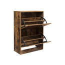 Segenn's Vienna Schoenenkast -schoenenrek zwart bruin - 12 paar Schoenen - 2 kleppen - Schoenenkasten - Vintage Rustic Bruin - 60 x 24 x 83.5 cm