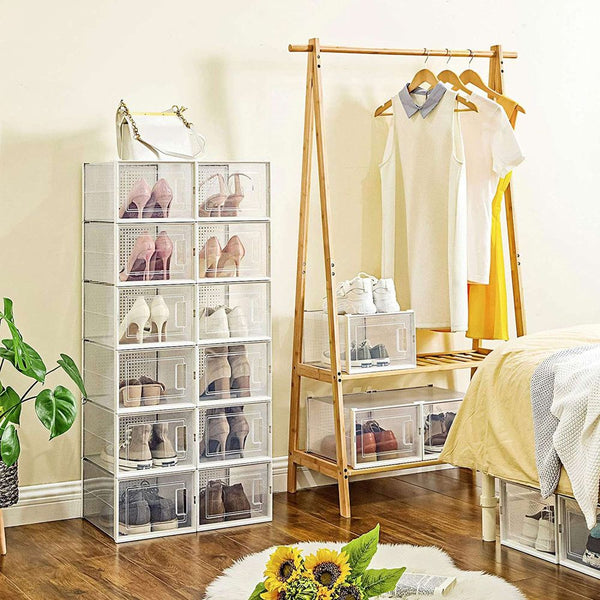 SEGENN Turin Schoenendozen Stapelbaar – Set van 18 Stuks-ShoeBox Tower-Schoenen Organizer-Stapelbaar & Ruimtebesparend