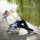 Strandstoel met Blauw-Witte Kussens – Comfortabele Buitenstoel voor Strand, Tuin en Terras