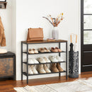 Segenn's Living Schoenenrek met 4 planken - Vintage Look - Hout en Metaal - Voor 9 tot 10 Paar Schoenen - Bruin Zwart