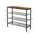 Segenn's Living Schoenenrek met 4 planken - Vintage Look - Hout en Metaal - Voor 9 tot 10 Paar Schoenen - Bruin Zwart