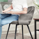 Segenn's Eetkamerstoel set van 2 - Moderne keukenstoel - Gewatteerde fluwelen stoel - Met armleuningen, metalen poten - grijs