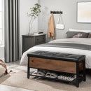 Segenn's Schoenenbank - Schoenenrek - met Gestoffeerde Zitting en - Bedkast met Opbergruimte - 100 x 40 x 47 cm - Multifunctionele Kist - voor Hal - Slaapkamer - Staal - Hazelnootbruin-Zwart