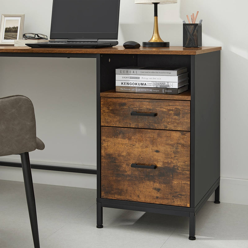 Segenn's Queenstown Bureau - met archiefkast - bureau met lades - industrieel bureau - vintage bruin-zwart