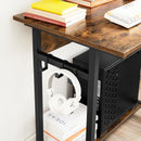 Segenn's Bureau - Computerbureau - 6 Haken - Op Wieltjes - Monitorstandaard - Industrieel - Werktafel- Bureau - Laptoptafel -Bruin - Zwart - Bewerkt Hout - Metaal - 80 x 50 x 90 cm