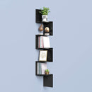 Segenn's Boekenkast - wand rek - met 5 planken -zigzag design - Boekenkast - Hoekkast - Wand Vakkenkast - Zwart