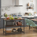 Segenn's Galena Keukeneiland - Keukenkast - Keukenkastje- microgolfmeubel - Staand Rek met Planken - Industrieel - Bruin/Zwart - 120 x 60 x 90 cm