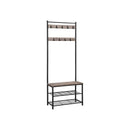 Segenn's Kapstok - Kledingrek met Schoenenrekken - Schoenenrek met Zitje - voor Hal - met Haken - 3 Rekken - van Metaal - Hoogte 175 cm