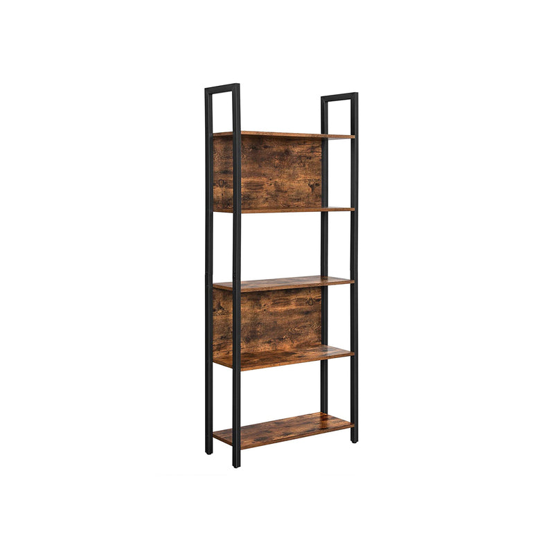 Segenn's Keukenkast - Boekenkast - Ladderkast 5 Laags - Kasten - Hal, keuken, kantoor, stabiel stalen frame, industrieel design, vintage bruinzwart