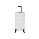 Segenn's XXL cosmeticakoffer - kapperskoffer - make-up koffer - Lege rolmaat voor bagage Harde schaal - met 2 rollen - zilver