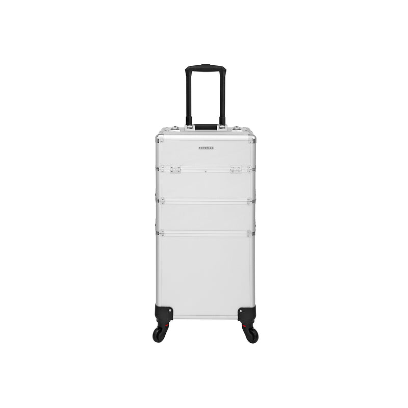 Segenn's XXL cosmeticakoffer - kapperskoffer - make-up koffer - Lege rolmaat voor bagage Harde schaal - met 2 rollen - zilver
