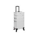 Segenn's XXL cosmeticakoffer - kapperskoffer - make-up koffer - Lege rolmaat voor bagage Harde schaal - met 2 rollen - zilver