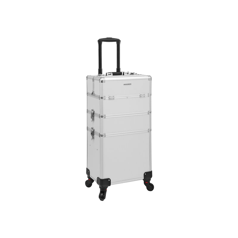 Segenn's XXL cosmeticakoffer - kapperskoffer - make-up koffer - Lege rolmaat voor bagage Harde schaal - met 2 rollen - zilver