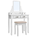 Segenn's Lilly kaptafel - Make up tafel met kruk - 2 grote lades met rails - uitneembare - 360 ° draaibare spiegel - wit