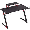Segenn's gaming bureau - Speeltafel - Computertafel - met Monitorstandaard - met Houder voor Koptelefoon en Drinkglas - Multifunctioneel - Z-vormig Stalen Frame - Eenvoudige Montage - Zwart-Rood