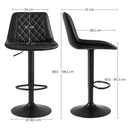 Segenn's Barkruk Industrial Zwart - Set van 2 - Max. Draagvermogen 120 KG - Barstoel Kruk - Leer