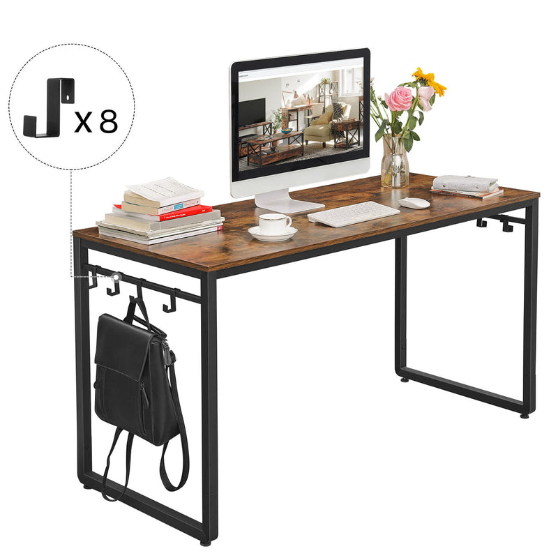 Segenn's Alora bureau - Bureautafel met 8 haken - metaal - industrieel - vintage bruin-zwart - 140 x 60 x 75 cm