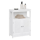 Segenn's Badkamerkast - Badkamerrek - met 2 louvredeuren - met open planken Vrijstaand wit- 60 x 30 x 80 CM