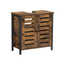 Segenn's Badkamerkast - Wastafel onderkast - Wastafelmeubel - Badkamermeubel - Verstelbare plank - Industrieel - Vintage Bruin-zwart