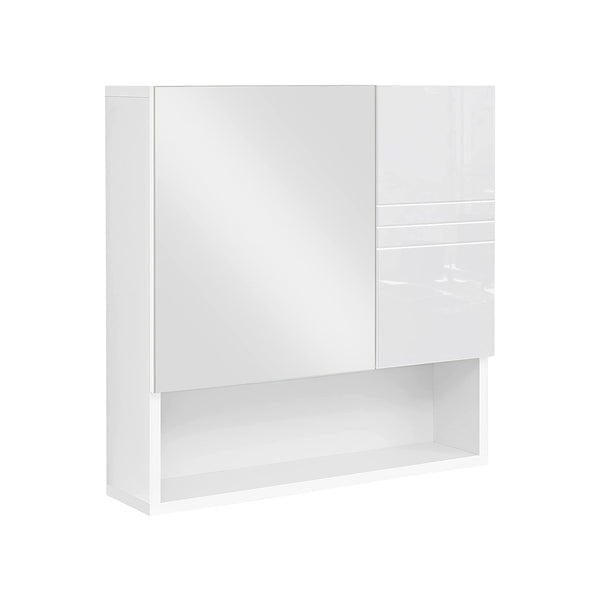 Segenn's Noir badkamermeubel met spiegel - in hoogte verstelbare planken, deur en bovenplaat met hoogglans oppervlak