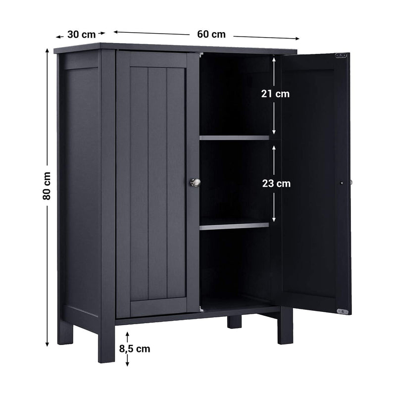 Segenn's Badkamerkast - vrijstaande badkamerkast - opbergkast met 2 deuren - met 2 verstelbare planken - grijs