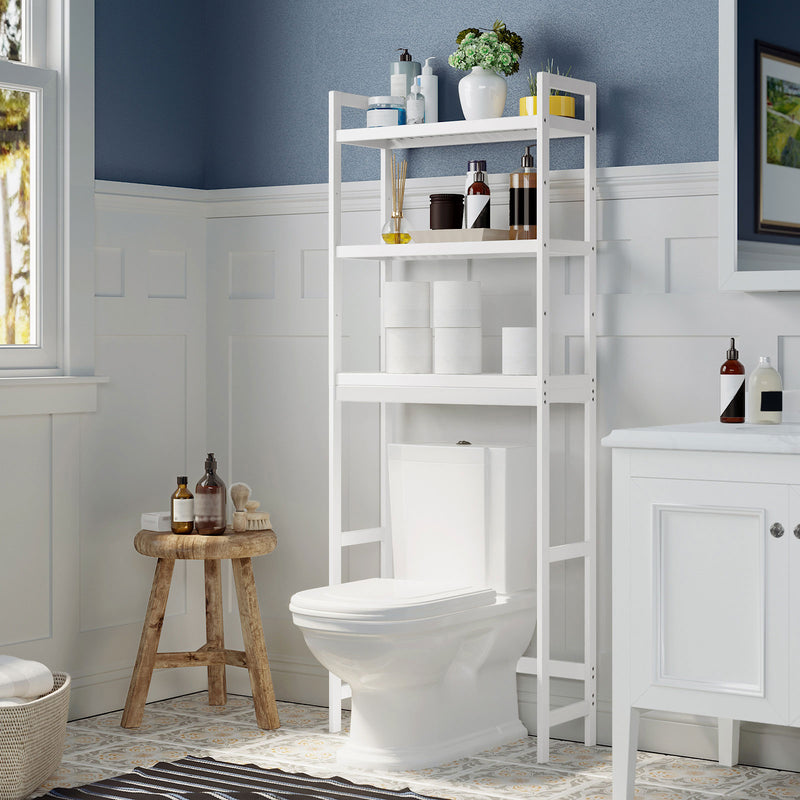 Segenn's badkamerrek - wasmachinerek - badkamerplank van bamboe - verstelbaar - wit