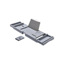 Segenn's bamboe badplank - Uitschuifbare - badplank - badplanken met bekerhouder - boekensteun - zeephouder - grijs - 75-109 x 4,5 x 23 cm (b x h x d)