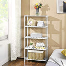 Segenn's Badkamerplank met 5 Niveaus, Gemaakt van Bamboe - Keukenplank - 9-traps in hoogte verstelbaar - Multifunctionele Staande Plank - in de Woonkamer - Hal - Wit