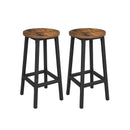 Segenn's Barkrukken set van 2 - Barkruk - keukenstoelen - Met stevig stalen frame - Hoogte 65 cm - industrieel - Vintage Bruin-Zwart