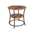 Segenn's Bijzettafel Rond - Salontafel - 2 planken - Woonkamer - Slaapkamer - Eenvoudige Structuur - Metaal - Industrieel Design - Vintage - Donkerbruin