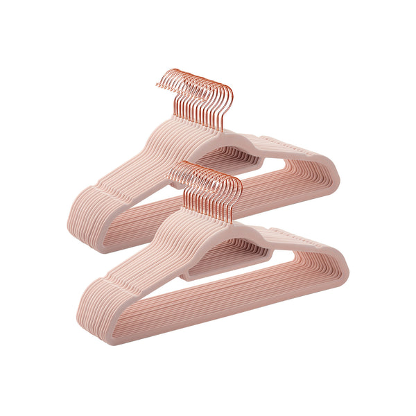 Segenn's fluwelen kleerhangers - 30 stuks - antislip - hanger - draaibare haak in roségoud - dikte 0,6 cm - ruimtebesparend - 45 cm breed - lichtroze