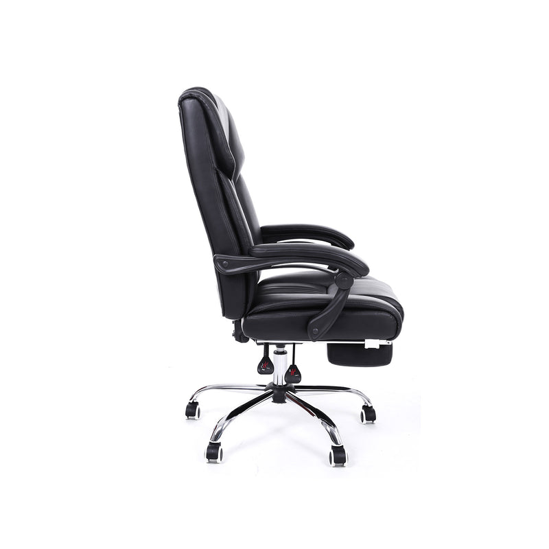Segenn's Boss bureaustoel - met voetensteun - lendenkussen - kunstleer - zwart - 67 x 66 x 116 cm