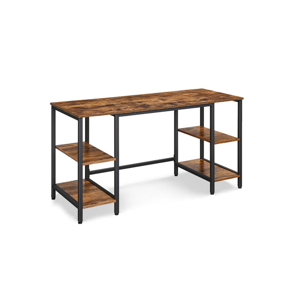 Segenn's Bureau - Computertafel - met 4 Planken - Industrieel  - Bruin-Zwart - 137 x 55 x 75 cm