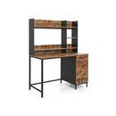 Segenn's Glenview Bureau - met Plank - Schrijftafel - Groot - Hout - Metaal - Industrieel - Vintage Bruin-Zwart