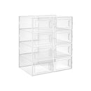 Segenn's schoenendozen - set van 8 - opbergdozen voor schoenen - schoenenopbergers - plastic dozen - opvouwbaar en stapelbaar - voor schoenen tot maat 42 - transparant-wit