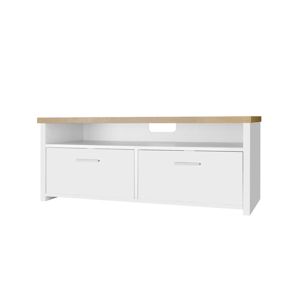 Segenn's TV-Kast - TV-meubel - met vakken en klepdeuren - TV-meubel - lowboard - wit houtkleurig